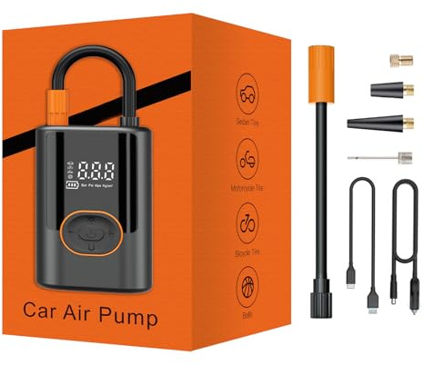 Outetrails Compressore Aria Portatile Auto,150 psi Compressore Portatile,Pompa Per Bicicletta Con Luce LED, Gonfiatore Elettrico portatile Auto, Bici, Moto, Scooter, Pallone