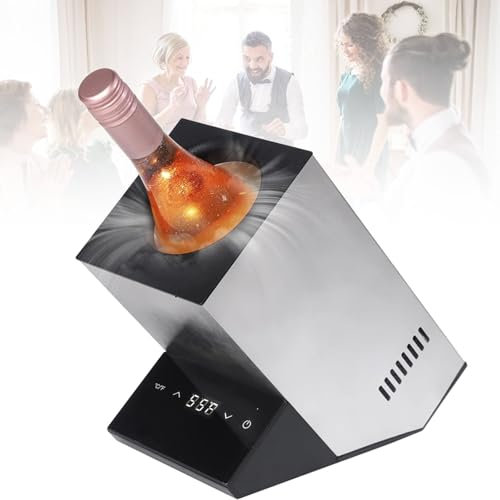 ZyKnaurral Single Bottle Wine Cooler, Electric Wine Chiller, Temperature Range 5-18°C, for Bottles Up to 9 Cm Diameter, Touch Control, Stainless Steel Housing,Silver