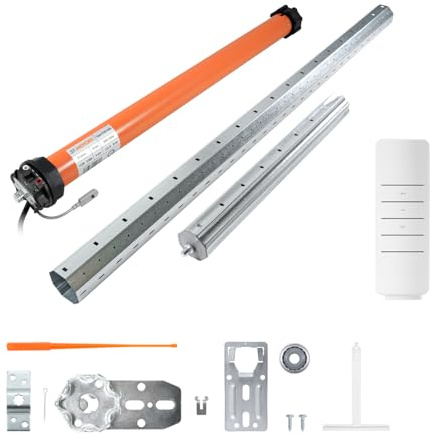 3T-MOTORS Funk-Rollladenmotor Komplettset mit Fernbedienung HSZ1, SW60 Welle 1,50 m, 3T45-10RX (Zugkraft 10 Nm/25 kg) mit mechanischen Endschaltern, bidirektional, Rollladenantrieb