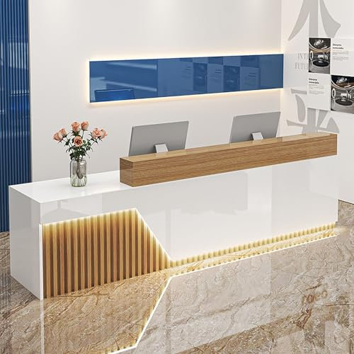 Empfangstheke Moderne Mit LED-Lichtern Empfangstresen Bürotheke Mit Abschließbaren Schubladen Rezeptionstheken Für Firmenhallen Hotelrezeptionen Bekleidungsgeschäften Konditoreien Obstgeschäften(D-1,1