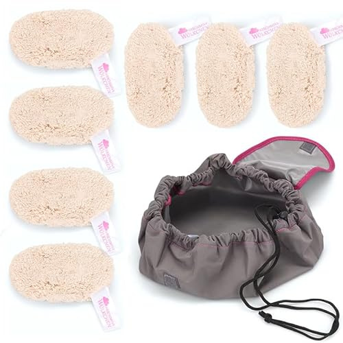 Abschmink-Wölkchen waschbare Abschmink & Reinigungspads (Kitt) 7er Set mit Kosmetiktasche, wiederverwendbar, hautschonend, Abschminkpads für alle Hauttypen, Make-up Entferner, zur Gesichtsreinigung