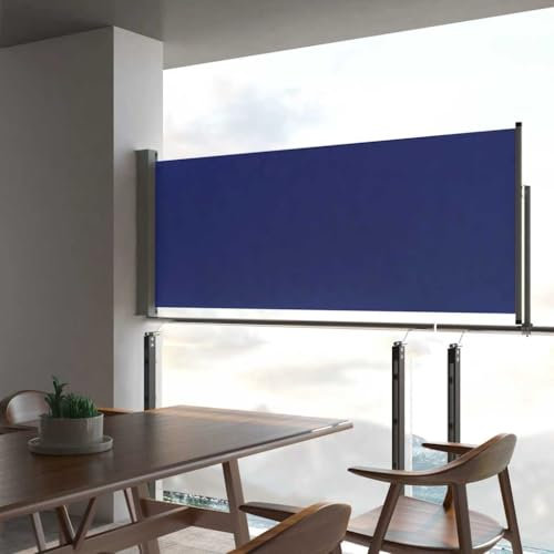 Home & Garden-Patio - Toldo lateral retráctil de 100 x 300 cm, color azul