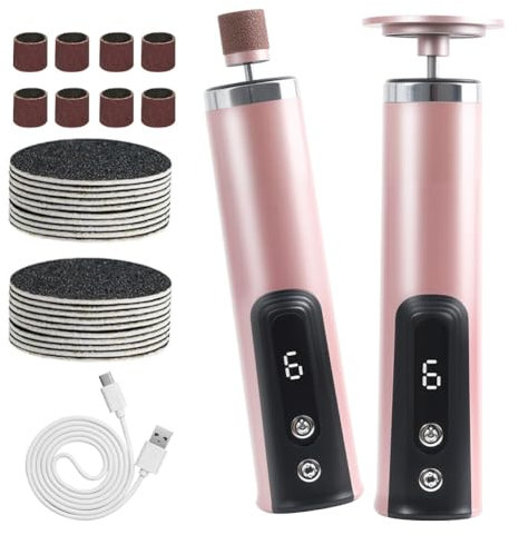 2-in-1 Hornhautentferner Elektrisch mit 6 Geschwindigkeiten, Elektrischer Hornhautentferner für Fuß und Handpflege, USB Wiederaufladbar, Professionelles Fußpflegegerät für Hornhaut Entfernen