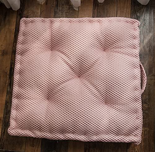 Quadratisches Bodenkissen für Sofa, Stuhl, Zuhause, Esszimmer, Büro, Reisen, groß, 60 x 60 cm, bequemes Sitzkissen, Rosa