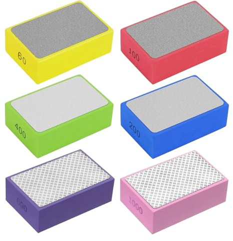6 Pcs Éponges de Ponçage,Blocs de Ponçage En BéTon, tampons de polissage diamant de 60#100#200#400#600#1000#Grain éponge a poncer de Grossier pour Carrelage Porcelaine Pierre CéRamique et du verre
