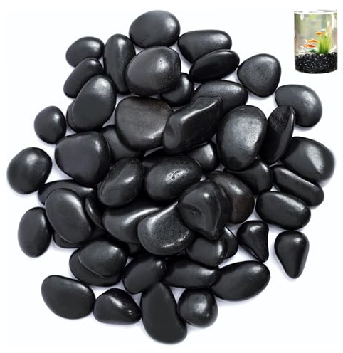 Galets, 2-4 cm Galets Noir de Jardin, 1kg Pierres Décoratives, Pierres de Rivière Plantes, Galets Décoratifs, pour L'aménagement Paysager, la Décoration de la Maison, les Projets Artistiques