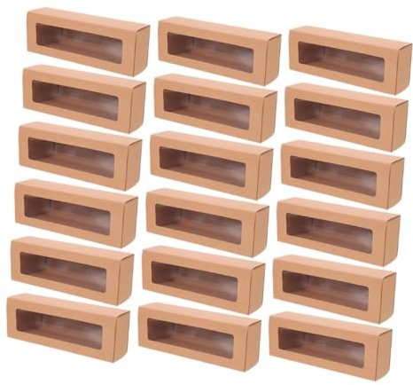 SMASOLO 25pcs Macaron Cookie Containers Kraft Paper Window Display Dessert Boxes for Baking