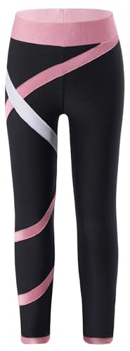 Yruioon Filles Leggings Pantalons Longs Collants Élastiques Ballet Pantalon De Sport Rayures Fitness Yoga Gymnastique Pantalon De Gym 5-16 Ans Rose 5-6 Ans