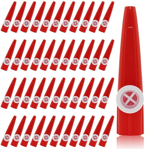 48 Pieces Plastic Kazoos,Kazoo Musical,Good Companion for Guitar Violin Piano Keyboard Ukulele for Party Favors. (Red)