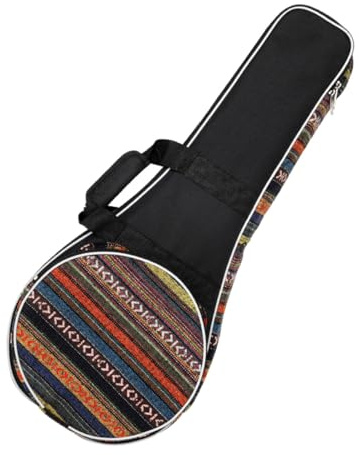 KITCHENKARATLY Mandolinentasche Nationalstil Gepolsterter Rucksack mit Metallreißverschluss Robuste Aufbewahrungstasche für Mandoline Strapazierfähiger Instrumentenrucksack für Reisen und