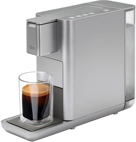 Tchibo Qbo ICONIC Premium Kapselmaschine für Espresso, Caffè Crema und Caffè Grande, hochwertiges, kompaktes, innovatives Design, Frozen Silver, Grau