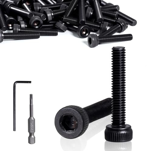 KINETOX 100 Pièces Vis à Six Pans Creux M3x10 mm Vis Cylindriques à Six Pans Creux Boulons DIN 912 Vis Noires en Acier au Carbone Entièrement Filetées pour Machines CNC Véhicules Meubles Bricolage