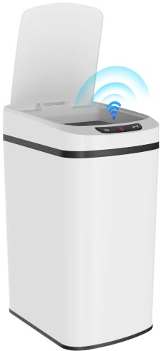 HOMCOM 12L Sensor Bin Compact Automatic Touchless Kitchen Bin White | Stainless Steel, Motion Sensor, Fingerprint Resistant, Bathroom, Home Office, Gyms
