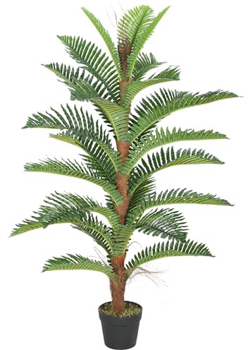 HOMCOM Plante Artificielle Palmier 120 cm avec 24 Grandes Feuilles Grand réalisme Pot Inclus