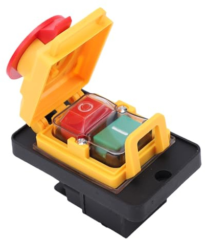 Fabater Interrupteur électromagnétique Industriel 16 A à 4 Broches, Bouton D'arrêt D'urgence avec Boîtier, Interrupteur D'arrêt D'urgence pour Tableau électrique et Outil électrique,