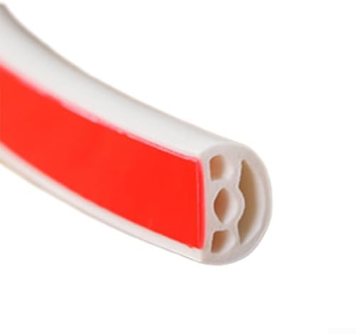 Door Weather Stripping, 6m Self Rubber Seal Strip, Silicone Sound Insulation Cavity Design, Anti-Collision Gap Sealing for Security Bedroom Sliding Wardrobe Cabinet Doors(white)