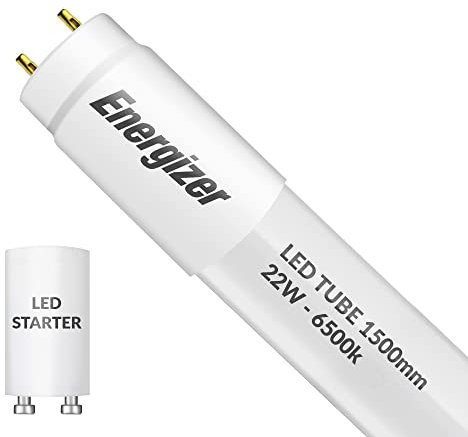 ENERGIZER HighTech T8 Led Tube - Retrofit Fluorescent Tube Replacement - Includes Starter (5ft - 1500mm 22w (58w Replacement), 6000k - Daylight)