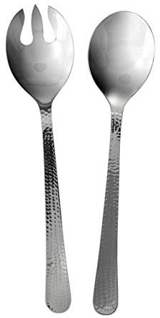 SAVEUR ET DEGUSTATION KA1579 Couverts à Salade martelés INOX Argent 28,50 x 6,5 x 3 cm 2 pièces