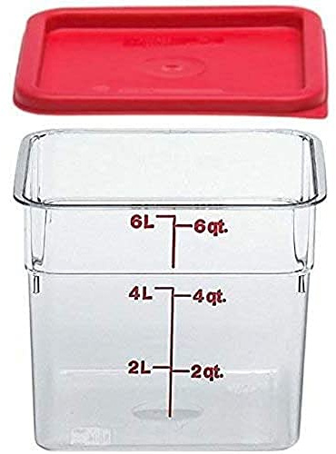 Cambro 6SFSCW135 Camsquare Food Container, 6-Quart, Polycarbonate, Clear, NSF with Lid