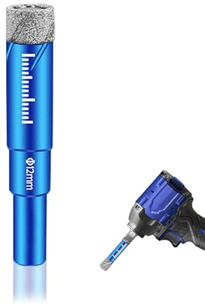 Diamantbohrer 12mm, Fliesenbohrer, Glasbohrer Fliesen Diamant Feinsteinzeug Bohrer für Keramik, Granit, Glas,Porzellan,Winkelschleifer