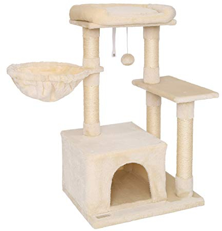 lionto Tiragraffi per Gatto Albero Tiragraffi Gatto Gioco Giocattolo Gatti Altezza 85 cm (Beige)