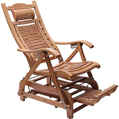 DUNAKE Klappbarer schaukelstuhl Holz,Extra Groß Zero Gravity Stühle,Gartenstuhl-Hochlehner verstellbar-einfach zusammenklappbar-praktischer Klappstuhl-Ergonomischer Outdoor Schaukelstuhl