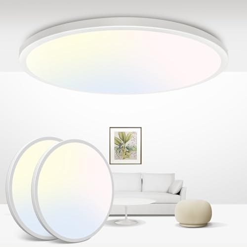 zemty 2Stück 28W 3200LM LED Deckenleuchte Flach 29.5cm 3Farben 3000/4500/6000K Deckenlampe,Ultra Dünn LED Lampen Deckenlampen,Deckenleuchten Deckenbeleuchtung für Badezimmer,Wohnzimmer,Küche