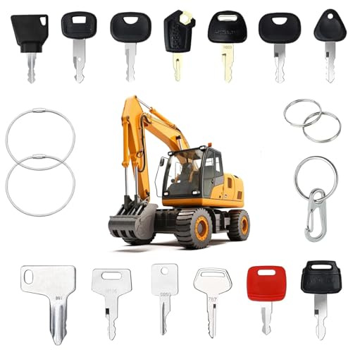 18 Stück Baumaschinen Schlüssel Set Zündschlüssel Bagger Schlüssel Kit | Universal für Maschinen Motor Startschalter Zündschlüssel