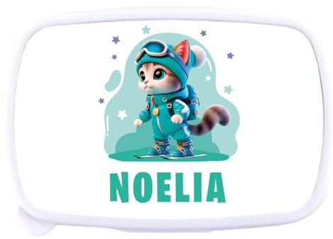 Fiambrera Personalizada Diseño Infantil Para Colegio o Guardería | Caja Merienda Personalizada apta para Microondas y Lavavajillas | Libre de BPA | Diseño Gatitos patrulla (Azul, Everest Gato)