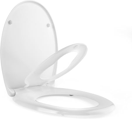 Beldray LA037185EU7 Anti-Bac familj avtagbar plast barntoalettstol, mjukt stängt stort lock, enkel rengöring, potträning, barnvänlig, 44,5 x 37 cm, antibakteriell behandlad, vit