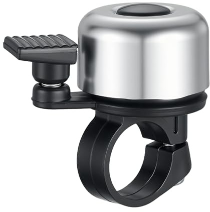 Timbre Bicicleta 120 dB - Timbre Metálico para MTB y Bicicletas de Carrera - Timbre Bicicletas Infantil y Adultos (Plateado)