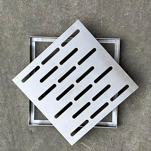 Rejillas de Drenaje de Acero Inoxidable, Sumidero Terraza, Canaletas para Baños, Duchas, Patios, Garajes, Pozos y Fosas Sépticas(A3,20cm/7.9in)