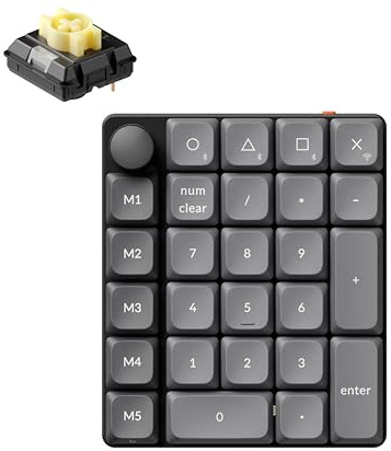 Keychron K0 Max Wireless Low-Profile Number Pad, QMK/VIA Programmable Numpad, Hot-Swappable Banana Switch, RGB Backlit, 2.4GHz & Bluetooth 5.3, 1000Hz Numeric Keypad with Knob, for Windows/Mac