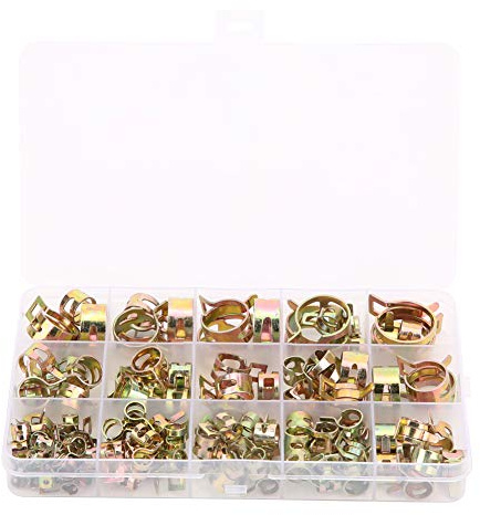 Lot de 115 colliers de serrage colorés en zinc plaqué zinc pour fixations de tuyaux d'eau, d'air, carburant, 6 mm à 22 mm, colliers de serrage durables pour voiture, maison et utilisation industrielle