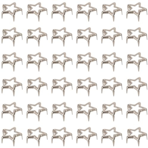 CABODYALS 200 Unidad de Remache de Estrella Plateado de Cinco Puntas, Estilo Punk, Decorativo, de Hierro, con Cabeza de Clavo Pequeña. Ideal para Decoración de Ropa Y Marroquinería.