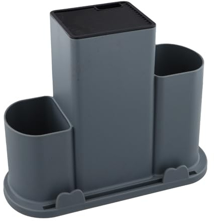 4 en 1 Bloques de Cuchillos Universal, Taco de Cuchillos Cuadrados, Soporte de Almacenamiento para Cuchillos, Porta Cuchillos y Utensilios de Cocina, Bloque de Organizador de Cuchillos (Gris)