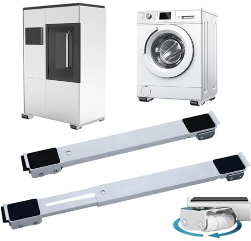Rodillos de electrodomésticos resistentes, ruedas móviles extensibles de 360° blancas con freno, base giratoria de lavadora móvil para lavadora, secadora, refrigerador, soporta hasta 660 libras