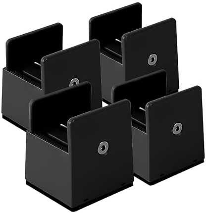 WATAOW Lot de 4 Réhausseur de Lit Robuste avec Serre-Joints Réglables, Rehausseur Meuble pour Canapés Chaises Bureaux, Chargeable Jusqu'à 200kg(Noir,5cm Raise,3.5-5cm Width)