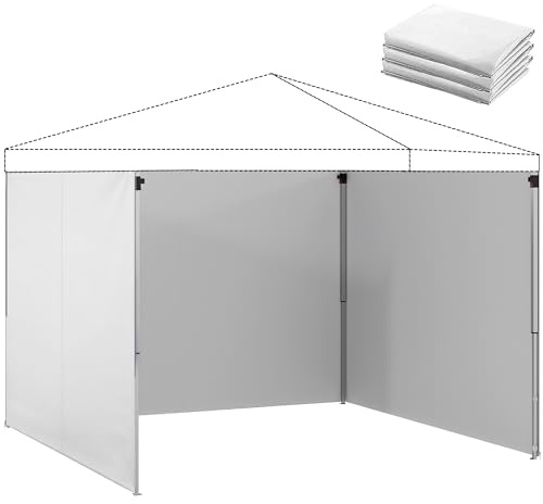 Outsunny Lot de 3 parois latérales pour tonnelle de 3 x 3 m, Panneaux Latéraux pour pavillon, Fermeture éclair, en Tissu Oxford, Blanc