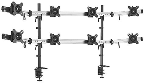 HFTEK - 8fach-Monitorarm Tischhalterung Stand für 8 Bildschirme von 15-27 Zoll auf 2 Ebenen - VESA 75/100 (MP280C-XN)