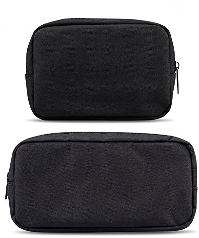 ERCENTURY Universal Electronics/Accessories Soft Carrying Case Bag, Durable & Light-Weight,Suitable for Out-Going, Business, Travel and Cosmetics Kit (Black-Small&Big)