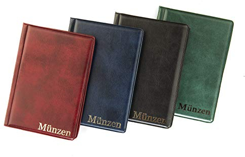 MC.Sammler Münzalbum für Münzen Aufbewahrung - 48 Taschen - Sammelalbum für Sammler - Album für Sammlermünzen bis 43 mm z.b. 10 Euro, Pressed Pennies - Rot