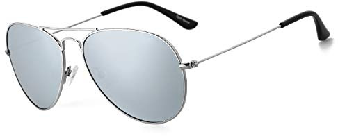 Rocf Rossini Polarisierte Pilotenbrille Damen Verspiegelt Piloten Sonnenbrille Herren Retro-Brillen Unisex UV400 Schutz mit Box (Silver/Silver)