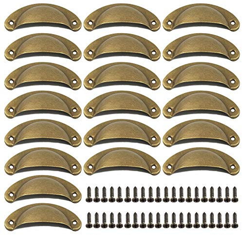 Türknauf Vintage Griffe Möbel 20 Pieces Möbelgriffe Türknöpfe Vintage Muschelgriff Furniture Knobs with Screws for Cabinet Chest of Drawers Door Bronze Türgriffe