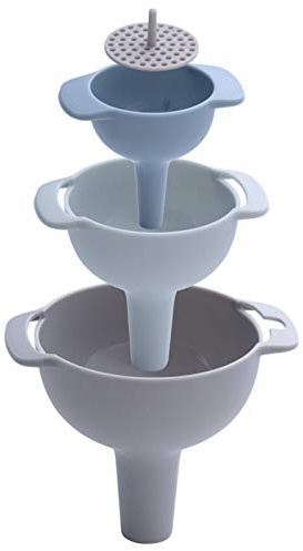 4-Teilig Trichterset Plastik mit Herausnehmbarer Siebeinsatz Trichter Küche mit Sieb 4 in1 Multifunktional Küche Trichter Set Trichter Kunststoff Multifunktional Einfülltrichter Wiederverwendbar