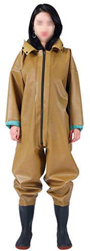 Wathose Anglerhose Fischerbrucht Watvaters Frauen Isoliert wasserdichte Ganzkörper-dauerhafter Regenanzug mit Rutschfesten Gummistiefel Brust mit Kapuze-Wather (Color : F, Size : 45)