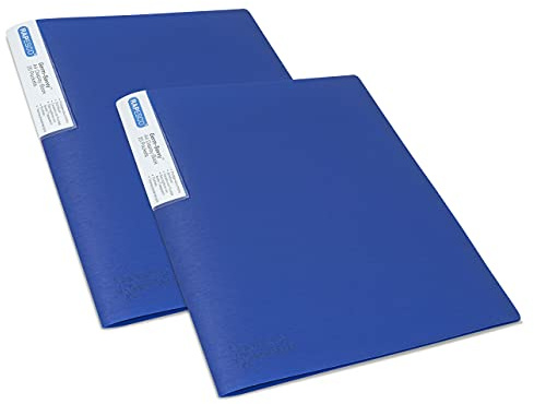 Rapesco 1673 Presentation Folder with Antibacterial Protection, 20 Pockets, A4, Blue, Pack of 2