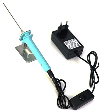 QWORK® Cortador de Espuma Eléctrico 10 cm, Cortador de Poliestireno con Hilo Caliente, 100–240 V, 15 W, con Soporte Metálico