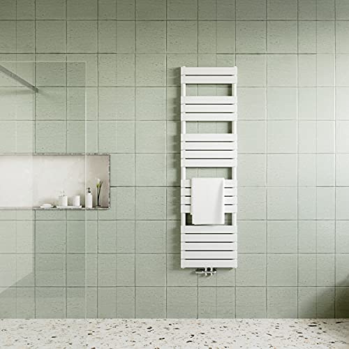 Acezanble Badheizkörper Design Flach Heizkörper Handtuchhalter Handtuchtrockner 1800 x 500 mm Weiß Vertikal Garade mit Mittelanschluss Heizung Handtuchwärmer Handtuchheizkörper 995W
