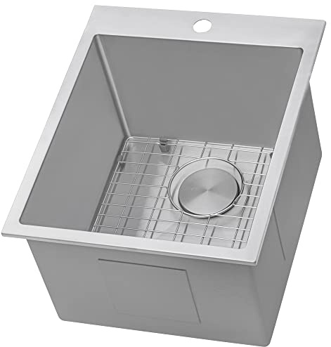 Ruvati 18 x 22 x 12 inch Rounded Corners Topmount Laundry Utility Sink - Deep 16 Gauge Stainless Steel Laundry Sink with Brushed Finish hides scratches - Easy-to-Clean - RVU6018